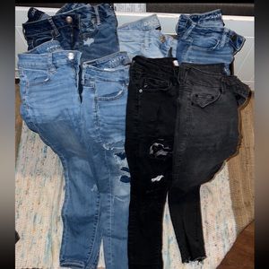 6 pair of American eagle jeans size 0-2 Size 1 kancan size 1 indigo rein jeans.